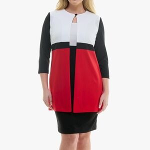 DANNY AND NICOLE Red/Black/Ivory Dress and Jacket Set. Size 16